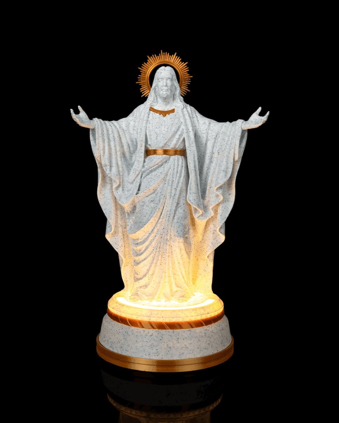 Estatueta Cristo de Braços Abertos com Base Luminosa