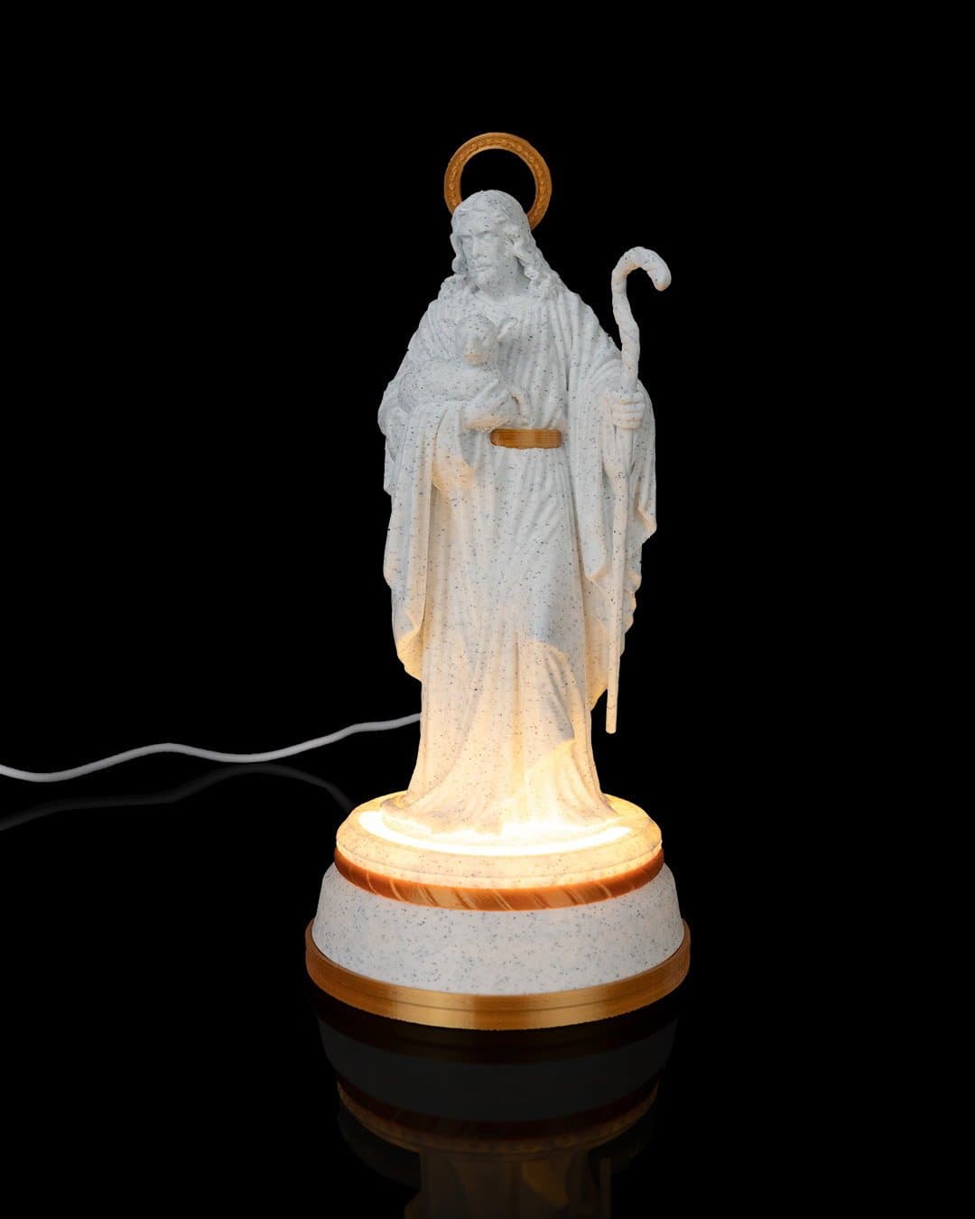 Estatueta Bom Pastor com Base Luminosa