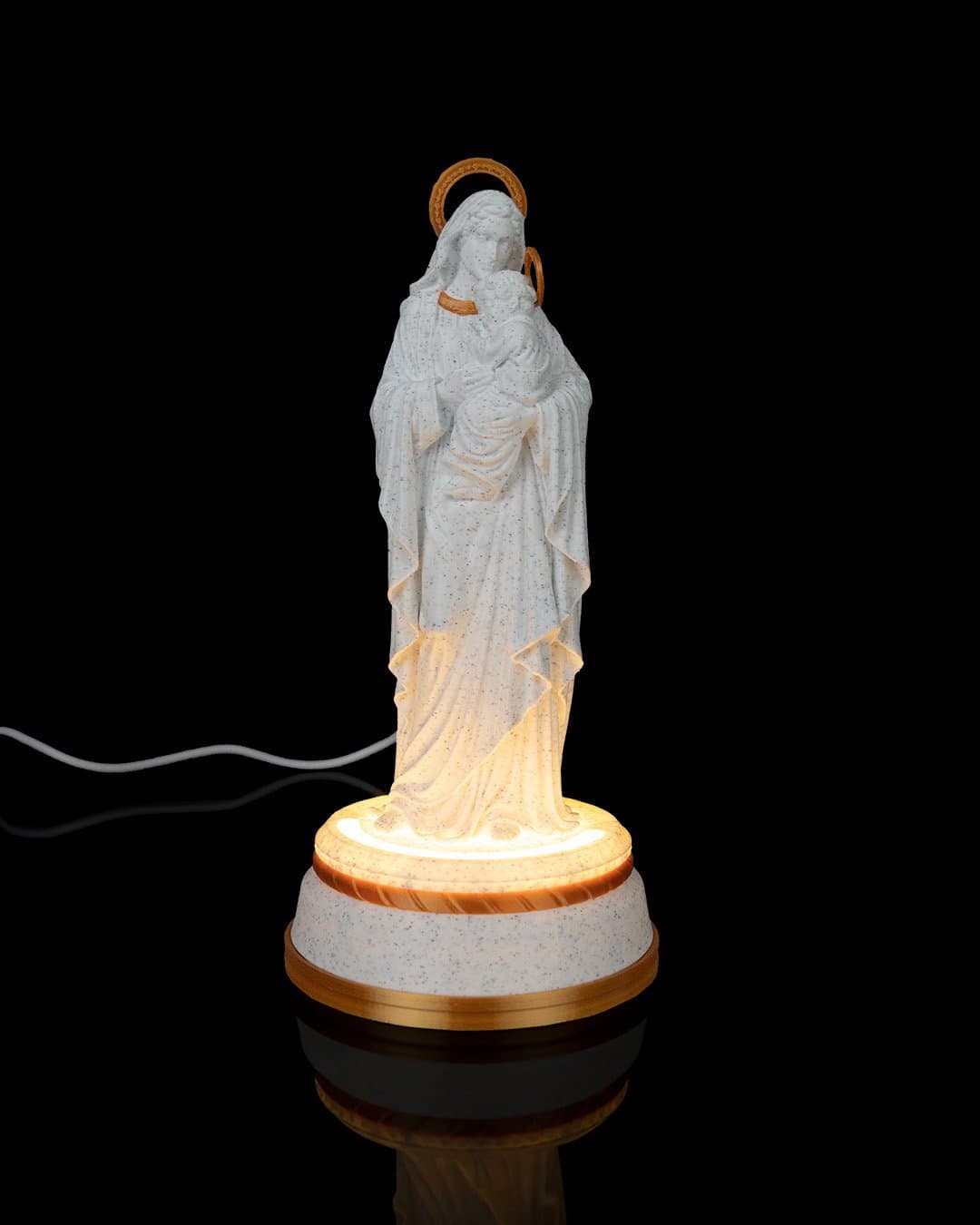 Estatueta Maria com o Menino com Base Luminosa